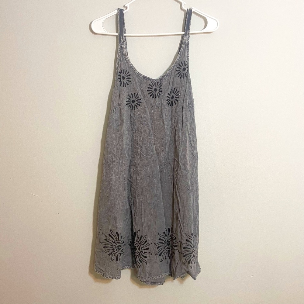 Daisy Island Dark Gray Dress with Black bead designs Spaghetti Strap Size Small